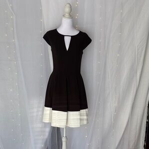 Halston Heritage Black and Cream Mini Dress